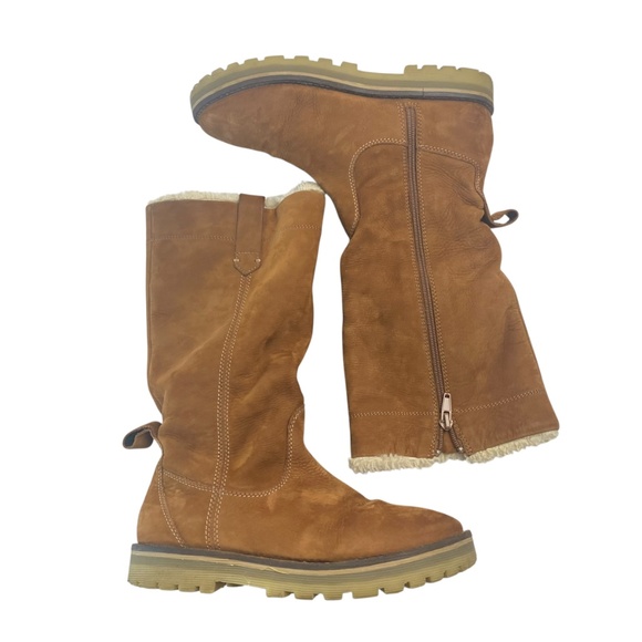 ZARA Chestnut Leather boots Girl Full faux-fur lined Size 36 - Picture 4 of 10